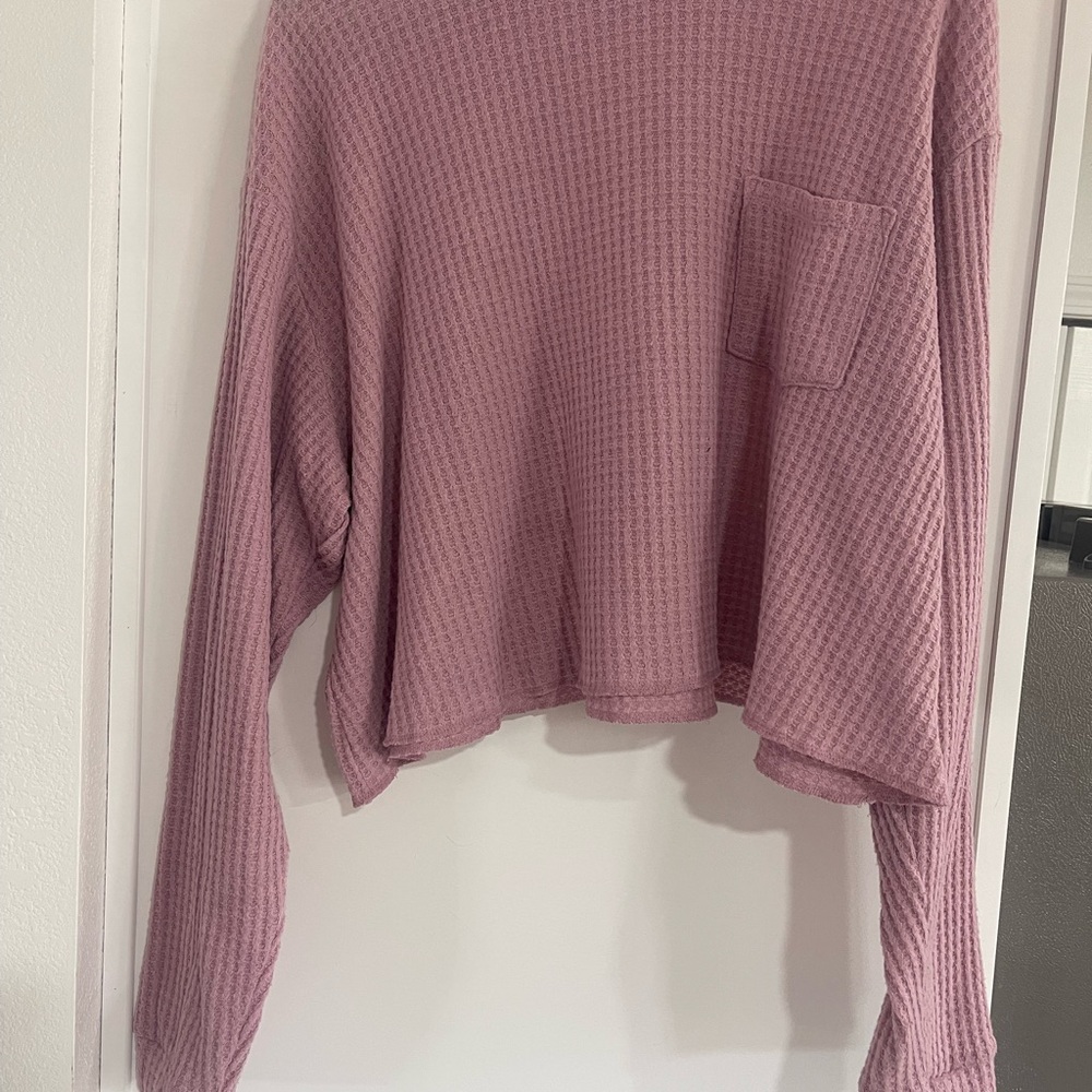 Women's Pink Waffle Knit Top